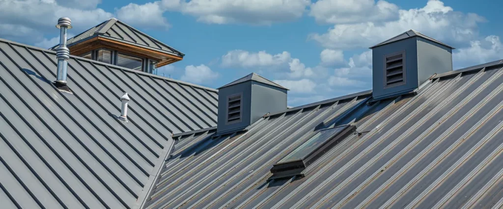 Sleek standing seam metal roofing installed on a modern energy-efficient home.